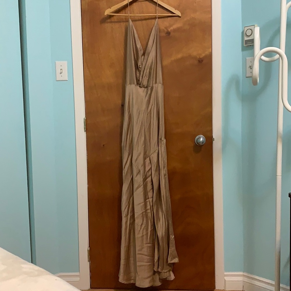 Golden Long Silk dress for a tall Goddess